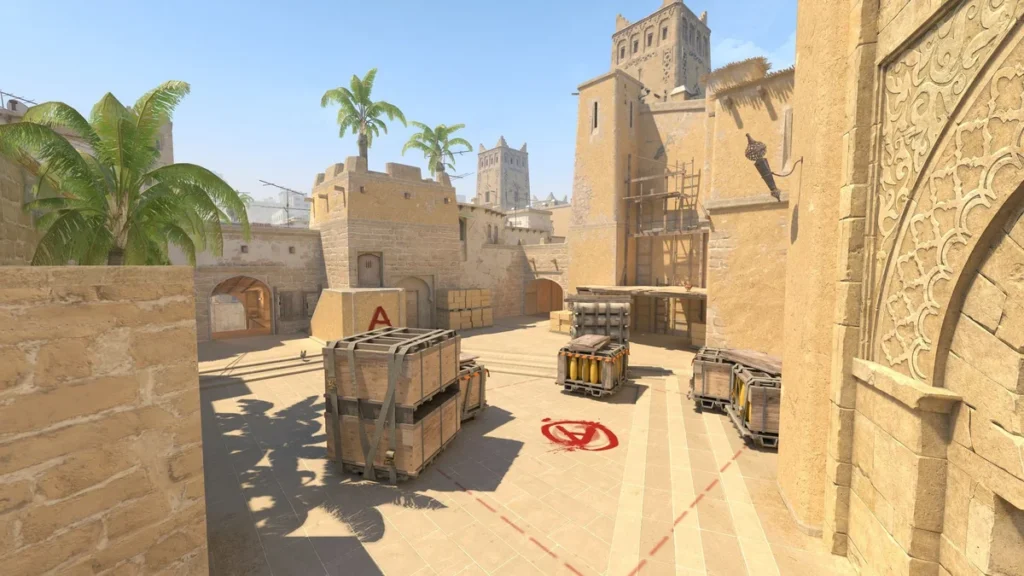 Mapas de CS2: conheça todos os mapas competitivos do Counter-Strike 2 1 Visão do bombsite A do mapa Mirage no Counter-Strike 2 (CS2), um dos cenários mais populares do modo competitivo. Imagem ilustrativa do mapa Mirage destacando posicionamentos estratégicos, rotas de ataque e defesa, gameplay tático, matchmaking competitivo e partidas ranqueadas no FPS da Valve.