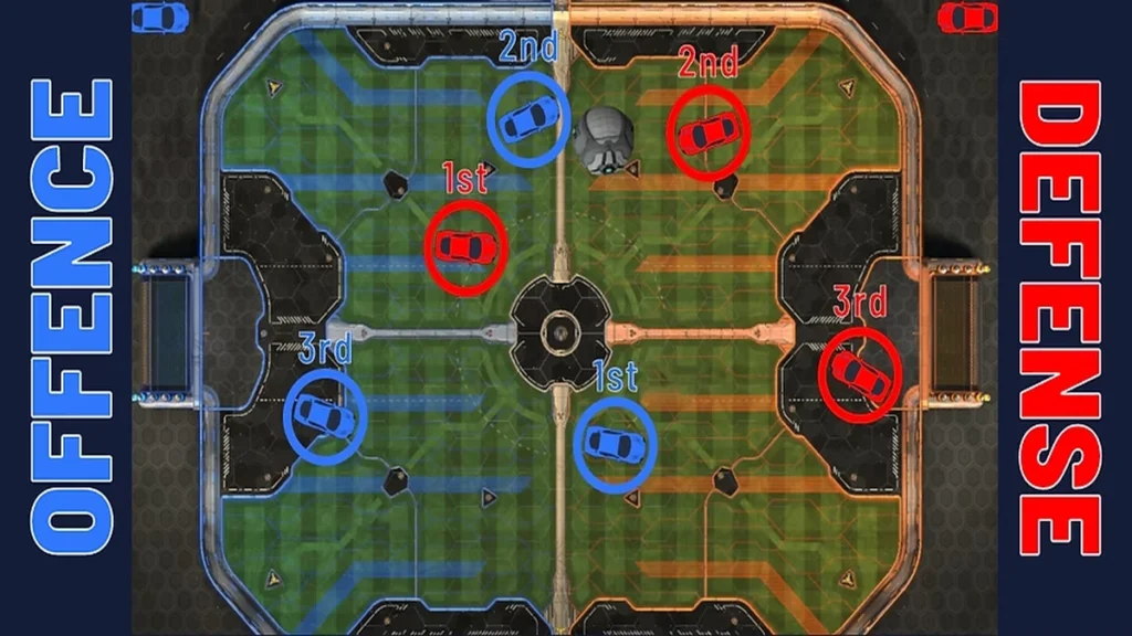 Cena de gameplay de Rocket League.